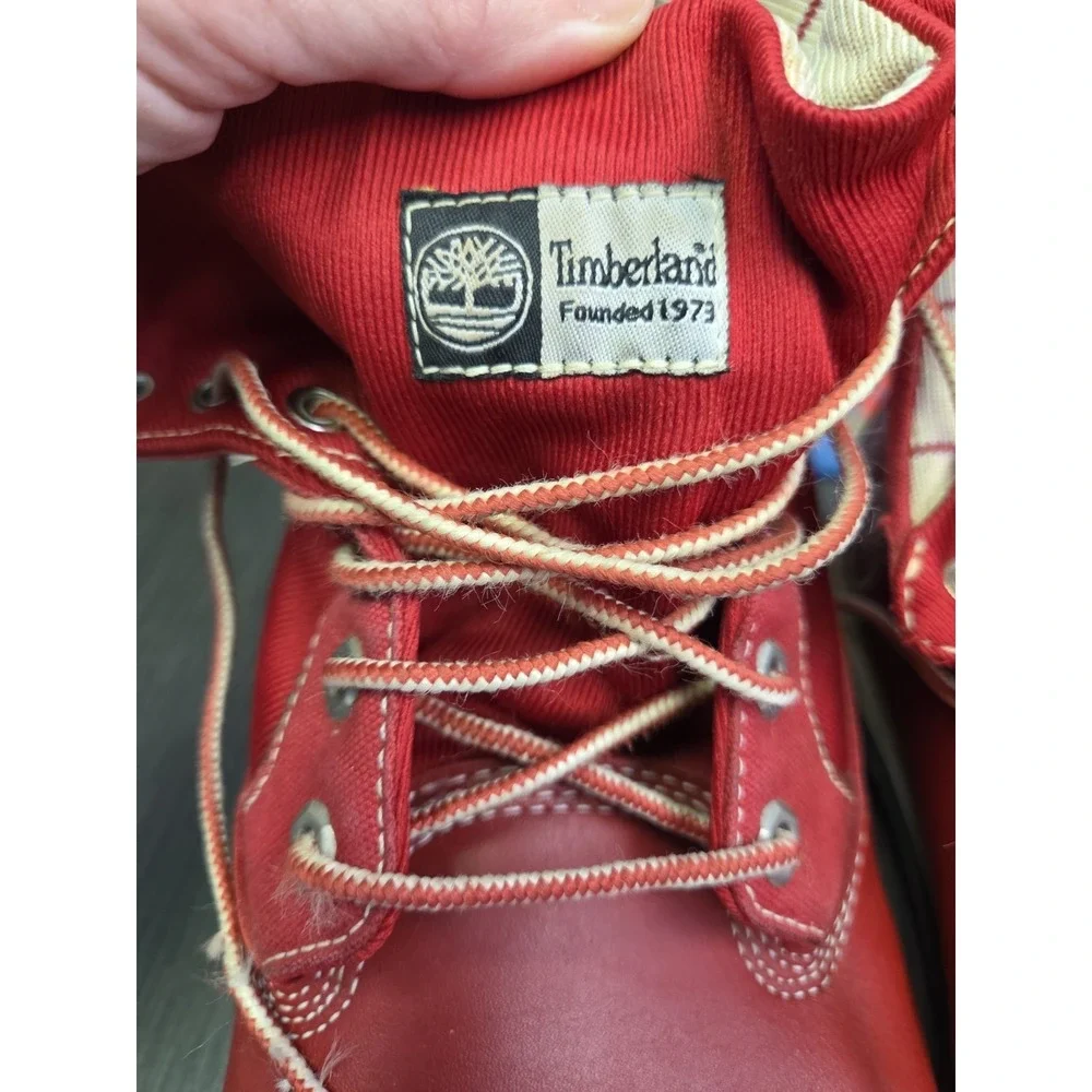 Timberland Mens Vintage Red Leather Convertible Lace Up‎ Combat Boots 90's Rare